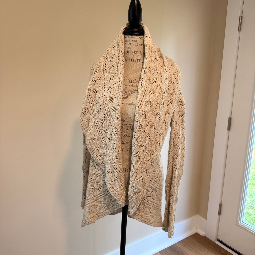 Cabi Women's Oatmeal Thick Open Knit Cardigan Size M